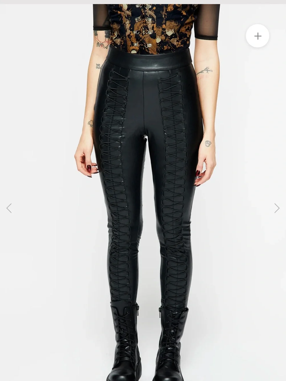 Disturbia Black Lace-Up Faux Leather Leggings - Picture 8 of 14